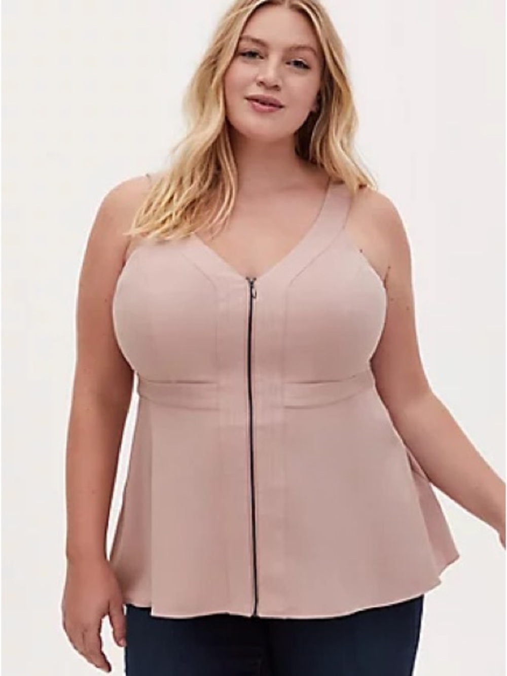Torrid Blush Pink Zip Front Sleeveless Peplum Top – Size 1